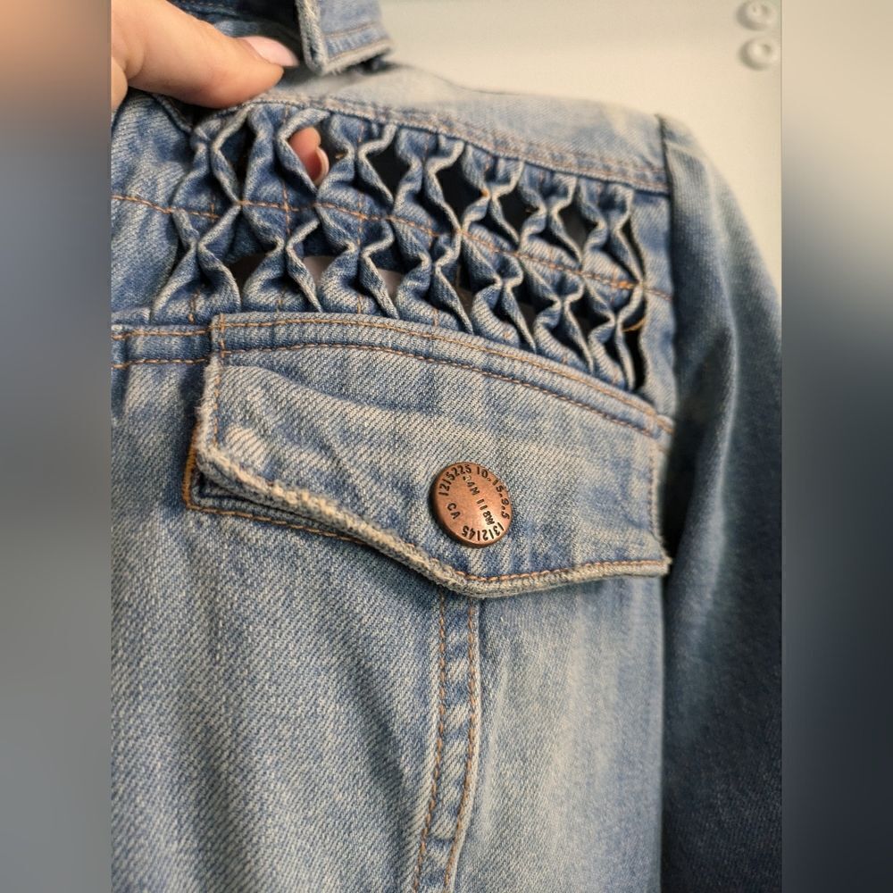 Current/Elliott Long Button Down Smocked The Fest… - image 8